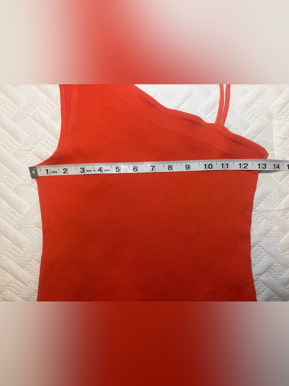 We The Free | Asymmetric Strap Ribbed Cotton Tank Top - Coral Orange - Picture 5 of 7